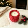 Silicone Planter Casting Mold with Alternating Cable-Knit Panels and a Round Open-Top Form for Resin, Cement, Concrete, and Home Accent Projects