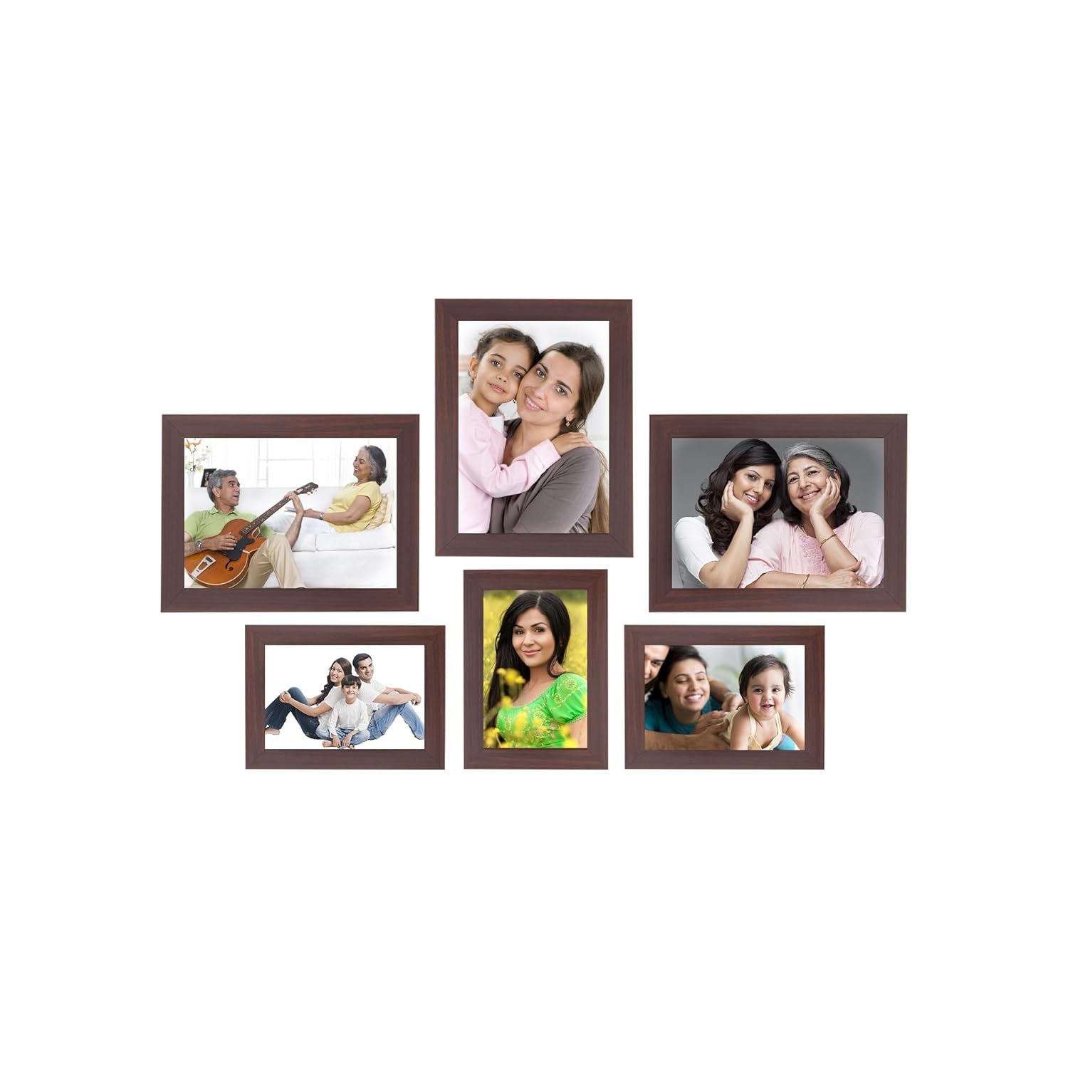 

Collage Photo Frames, Set of 6,Wall Hanging (3 pcs - 4x6 inch, 3 pcs - 5x7 inch),Brown