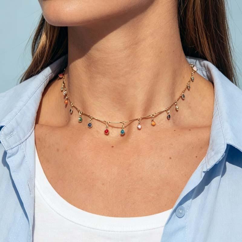 Fashion Tassel Choker Necklace: Colorful Bead Pendant for Women