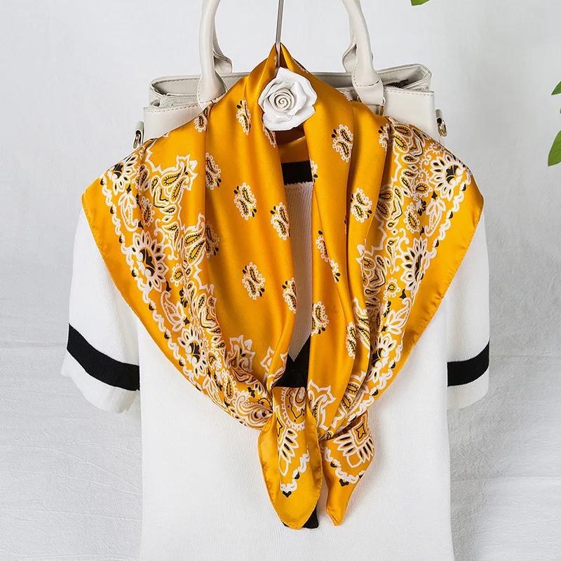Fashion Paisley Print Kerchief Women Hair Scarf Silk Headband Bandana Head Scarves Female 70*70cm Square Hijab Scarfs For Ladies