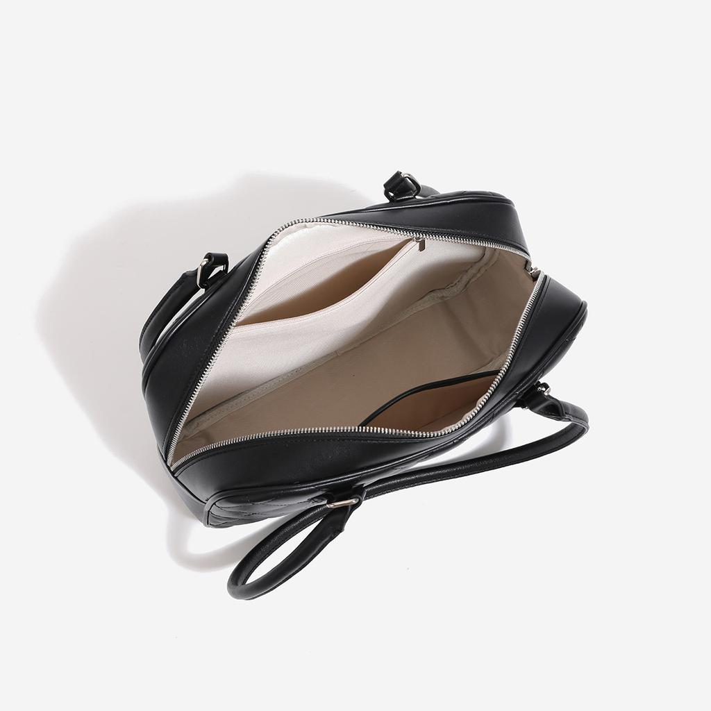 Large Capacity Toast Bag, Computer Bag, New Small Fragrant Style Portable Shoulder Tote Bag, Diamond Grid Boston Bowling Bag