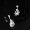 Elegant Long Teardrop Zirconia Dangle Earrings for Evening Wear and Brides