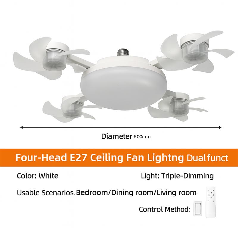 

Modern E27 Drone Fan Light With Remote Control 3-Speed Wind/Dimmable 3-Color LED/Quiet Ceiling Lamp For Bedroom белый