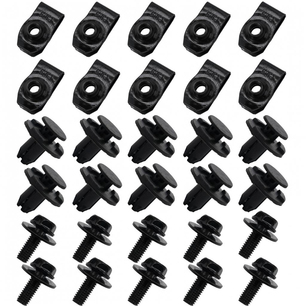 30pcs Clamps Bolts Clips Metal Nut Clamps Undertray-Cover