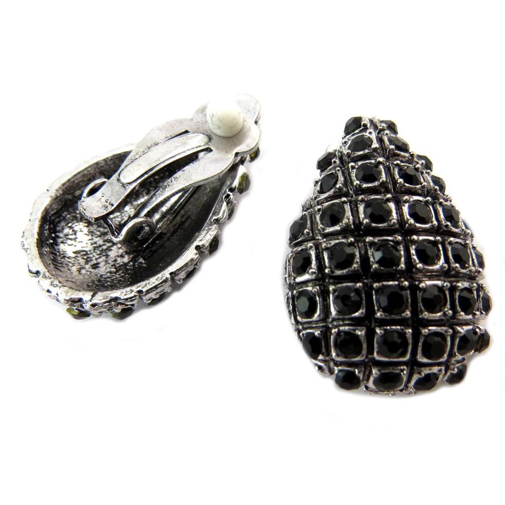 Les Trésors De Lily [P4678] - Clips Creator 'Sissi' negru argintiu - 30x20 mm