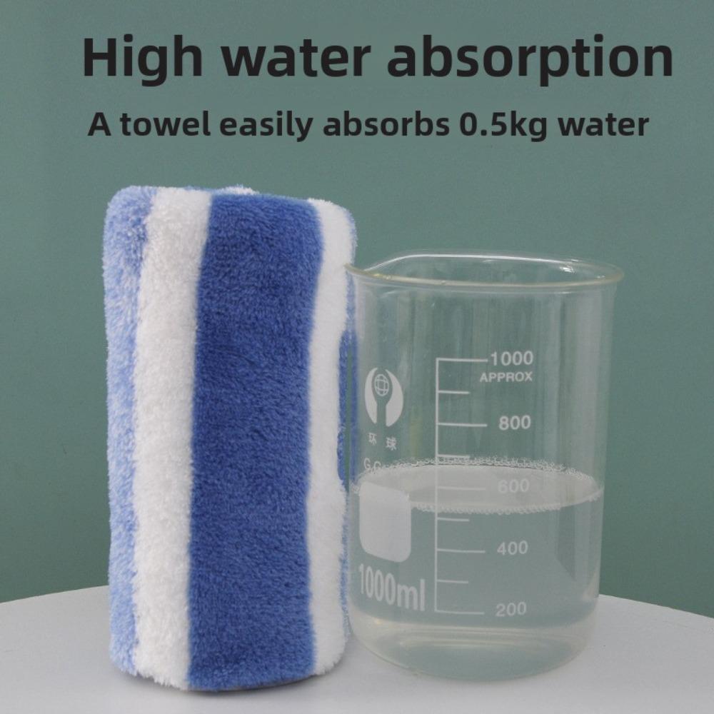Bath Towel Wrapped In Thick and Enlarged Absorbent Face Wash, Home Wide Striped Coral Fleece Towel Set