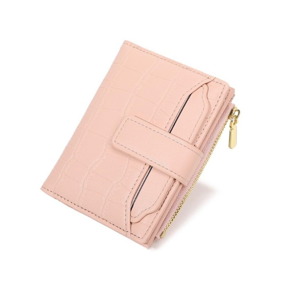 

Multiple Card Women Short Wallet Solid Color PU Card Bag Versatile Folding Wallet School