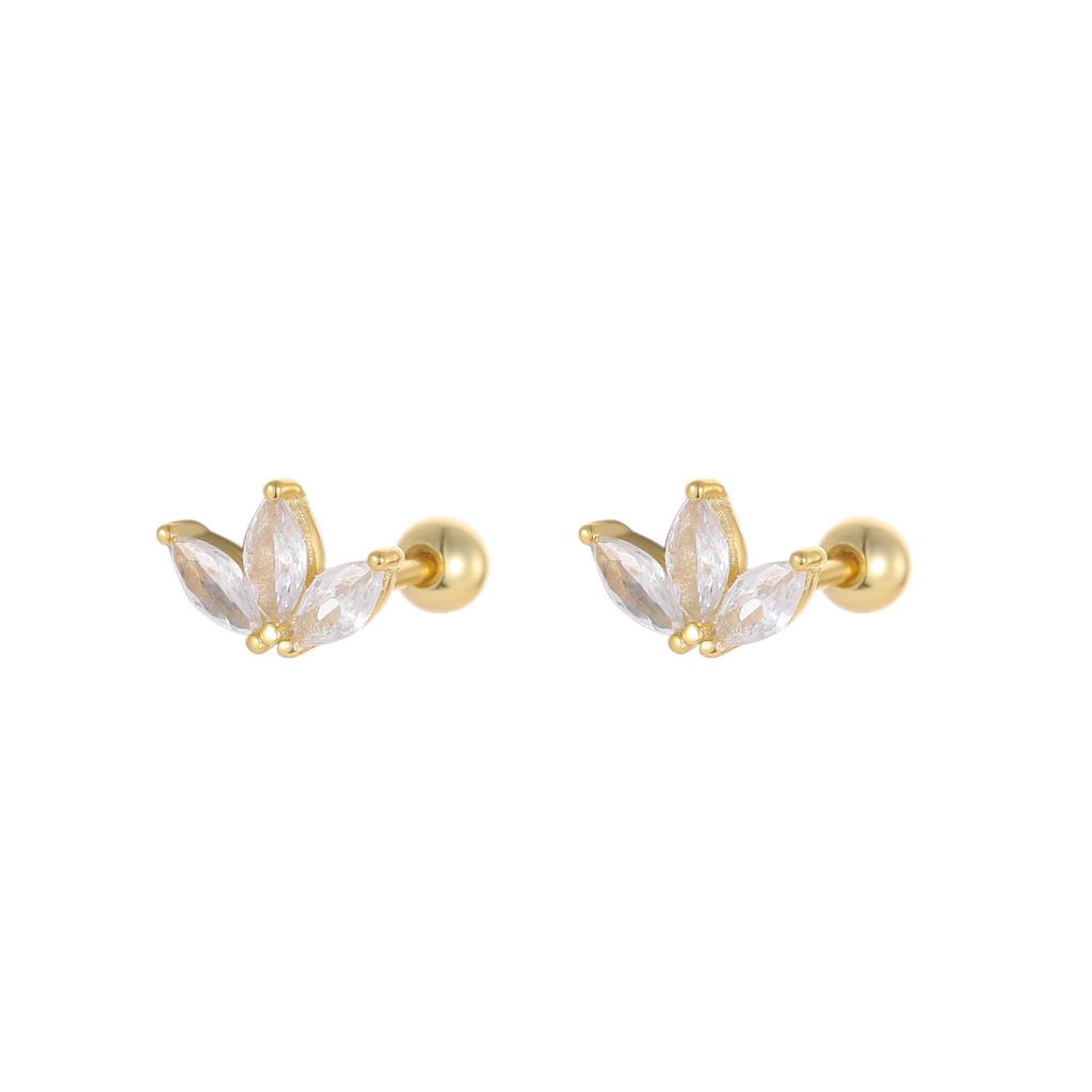 S925 Sterling Silver Clover Stud Earrings with Inlaid Diamonds - Korean Style Light Luxury Niche Design for Women