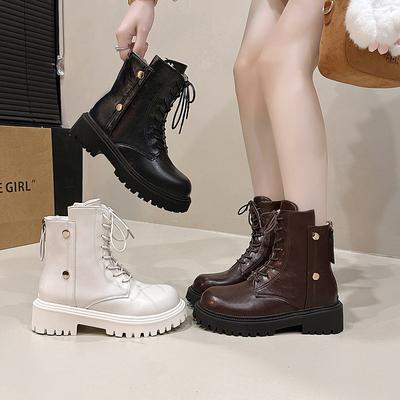 Stivali Martin con plateau scarpe da donna Stivali Martin britannici 2025 inverno nuovi stivaletti corti termici in velluto taglia grande stivali in pelle