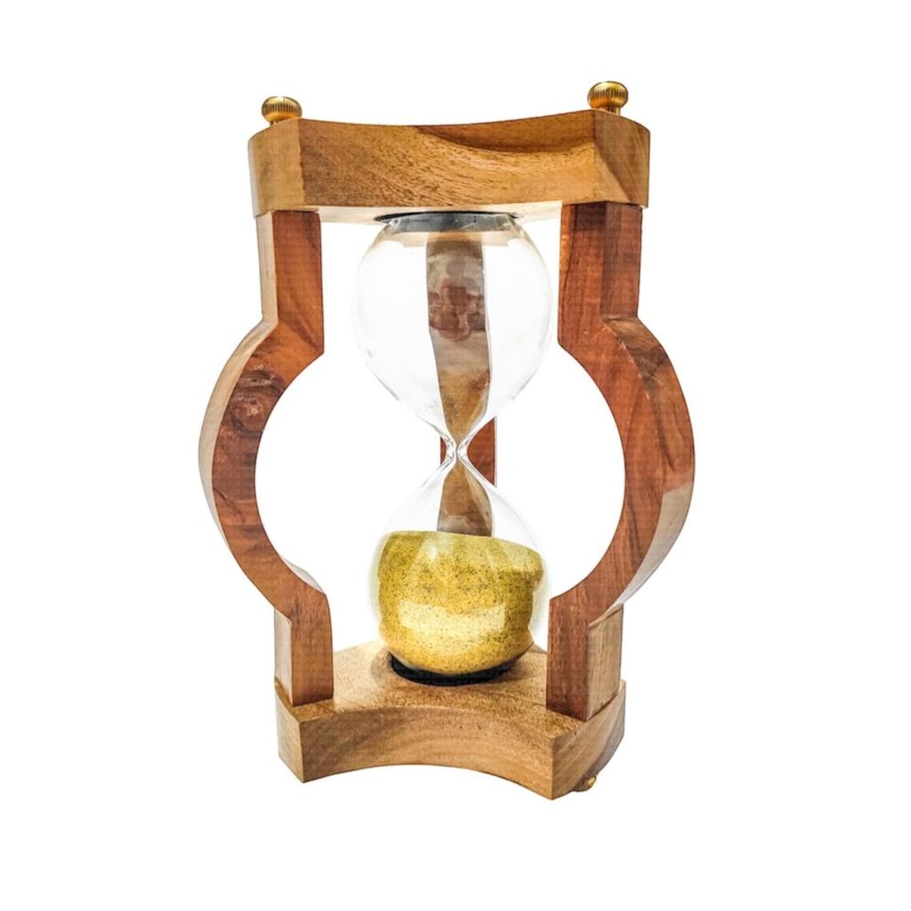 Unique 30 Min Wooden Hourglass Sand Timer with Yellow Sand, Gifts for Dads Men Women Seniors Retirement Anniversary, Christmas Decor