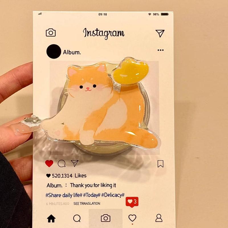 Милый вращающийся Юаньбао Оранжевый кот Магнитный держатель для мобильного телефона Адсорбция Настольный ленивый держатель Портативный держатель для телефона