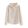 Women Hoodie Fall Long Sleeve Button Up Drawstring Hooded Sweatshirt Loose Fit Casual Thin Pullover Top