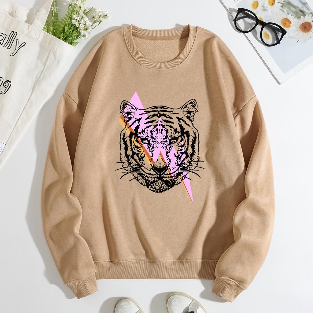 Fashion Printing Loose Long Sleeves Simple Round Neck Casual Tops Women’s