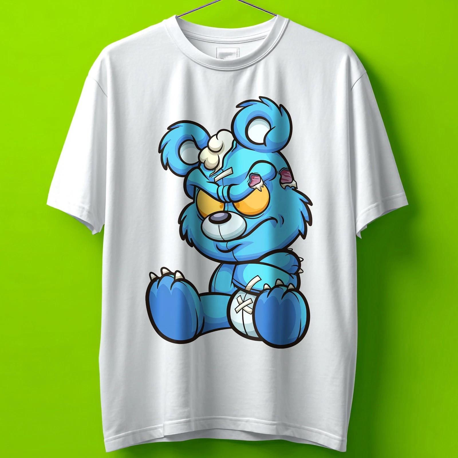 Angry Cartoon Blue Teddy Bear Adult/Childrens t shirts/t-shirt 160