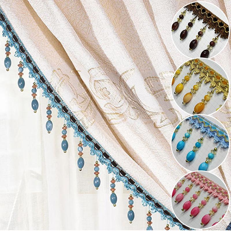 1M Crystal Pendant Beaded Lace Trim Tassel Fringe DIY Stage Home Curtain Decor Accessories Upholstery Party Hanging Ring Cords