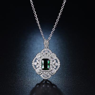 Prémiový smaragdový princeznovský čtvercový diamantový přívěsek luxusní banketní zásnubní poklad zirkonový náhrdelník šperky