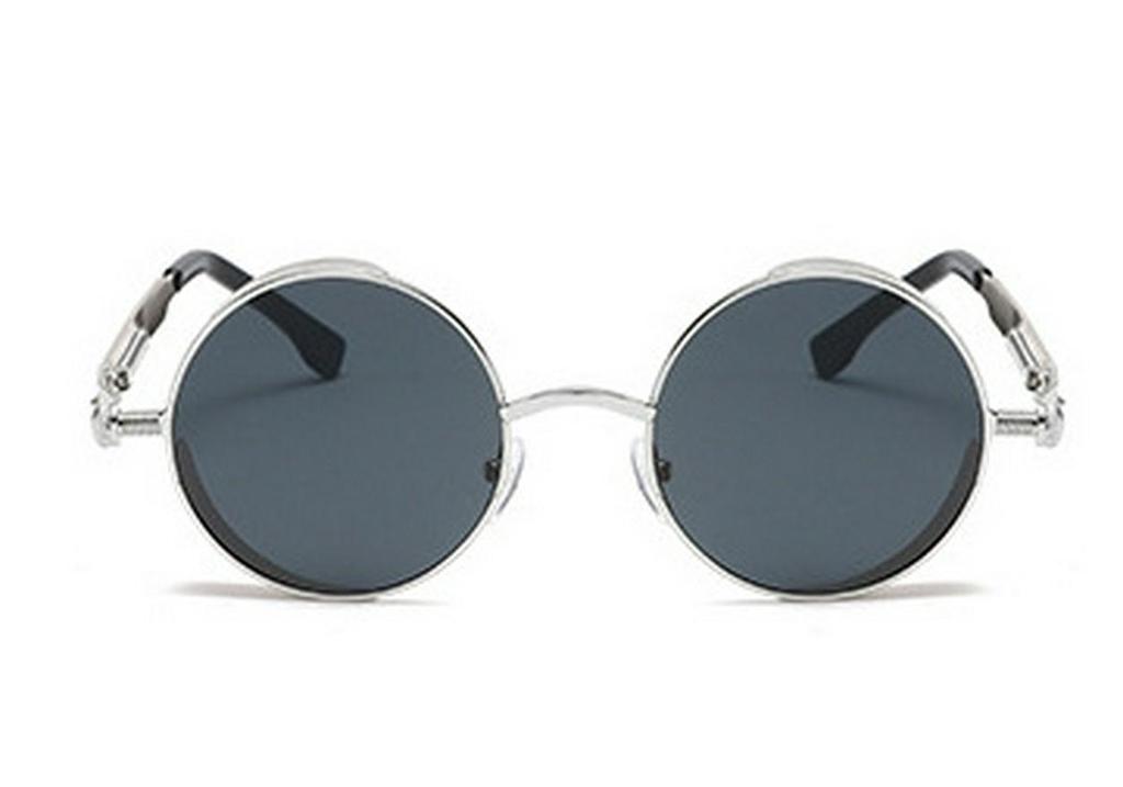 Versatile European-American Steampunk Metal Sunglasses with Spring Legs - Model 58028