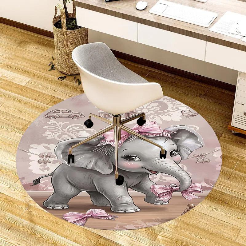 1PC Elephant Bow Non-Slip Floor Round carpet, Office, family, bedroom, Large Area Rug Indoor Rugs,  Durable Polyester-L0385