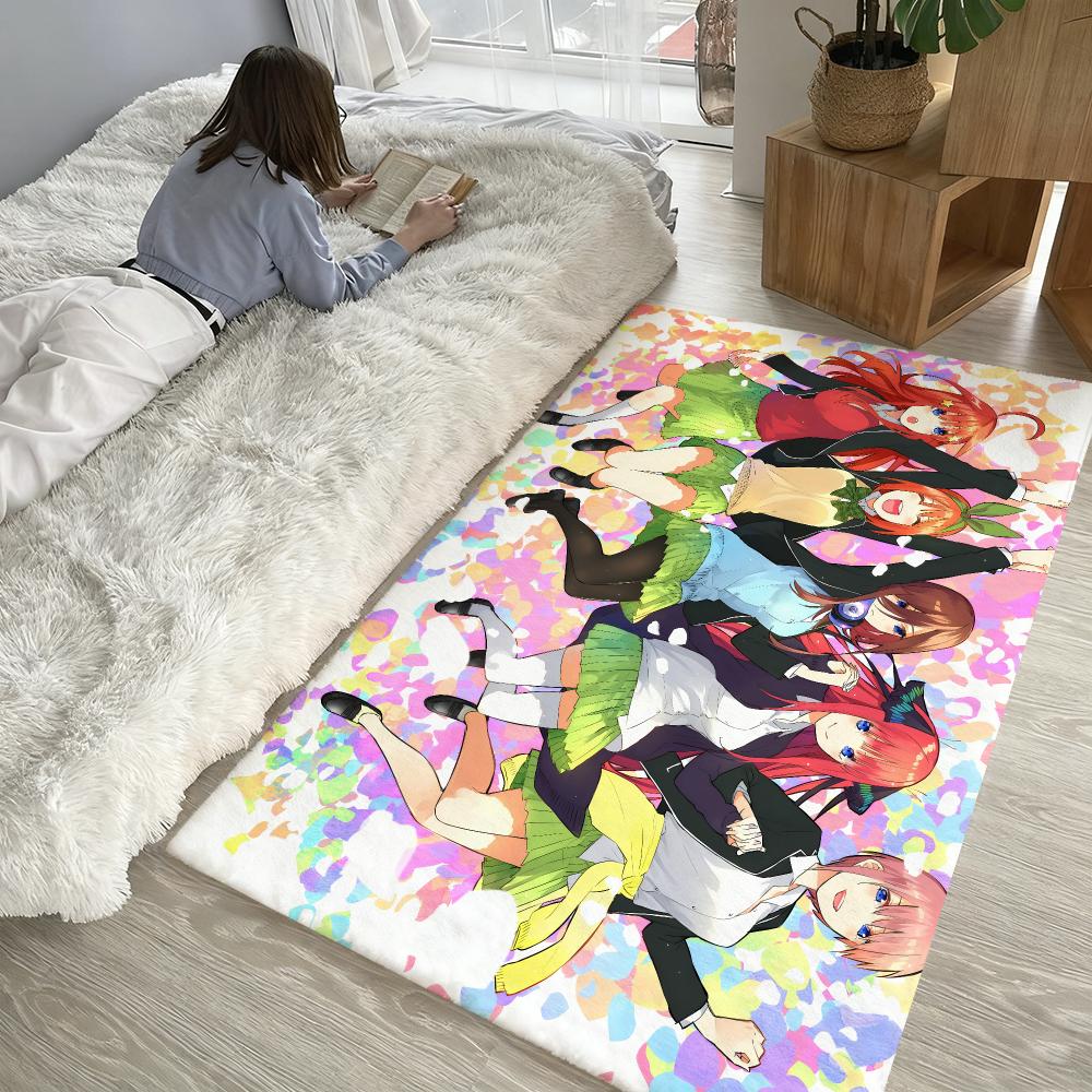 Anime Miku Nakano Floor Mat Soft Thickened Absorbent Non-Slip Bedroom Living Room Door Mat Home Decor Flannel Rugs