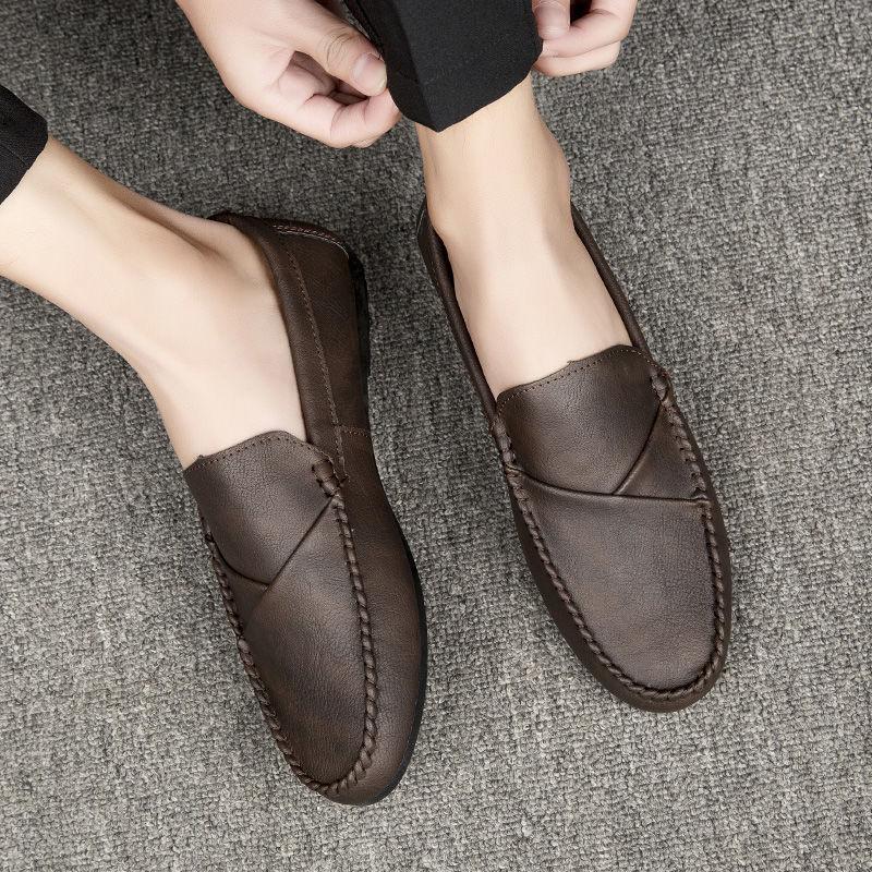 Soft Slip-on Round Toe Flat Leather Shoes for Men New Classic Original Comfortable Designer Common Man Casual Shoe In Promotion