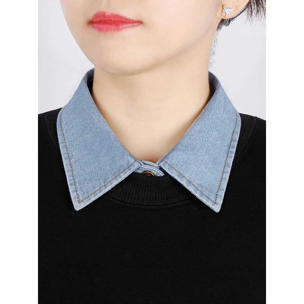 Children's Versatile Denim Dickey Faux Collar for Sweaters and Ladies - Multifunctional Pointed Collar Decoration