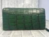 GUODI Long Wallet with Round Genuine Crocodile for Men and Zipper, Leather, Color-Dyed, Unisex, Women, LH-7645 (Cyprus Green)