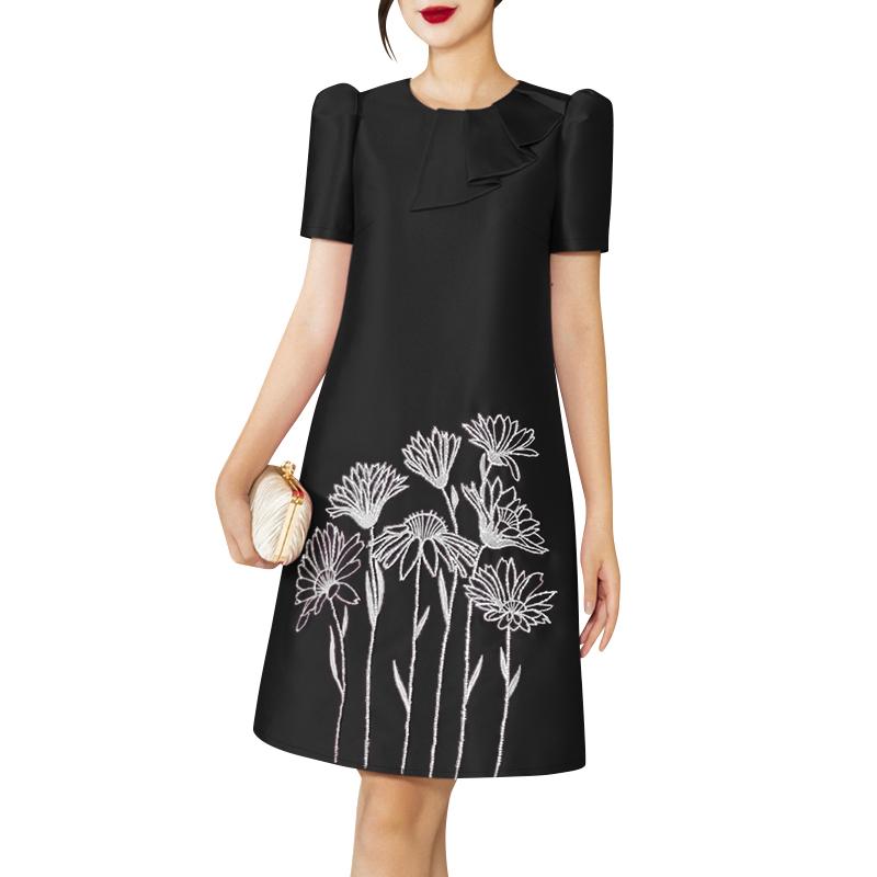 

ZANZEA Женское повседневное платье с круглым вырезом и коротким рукавом с вышивкой L