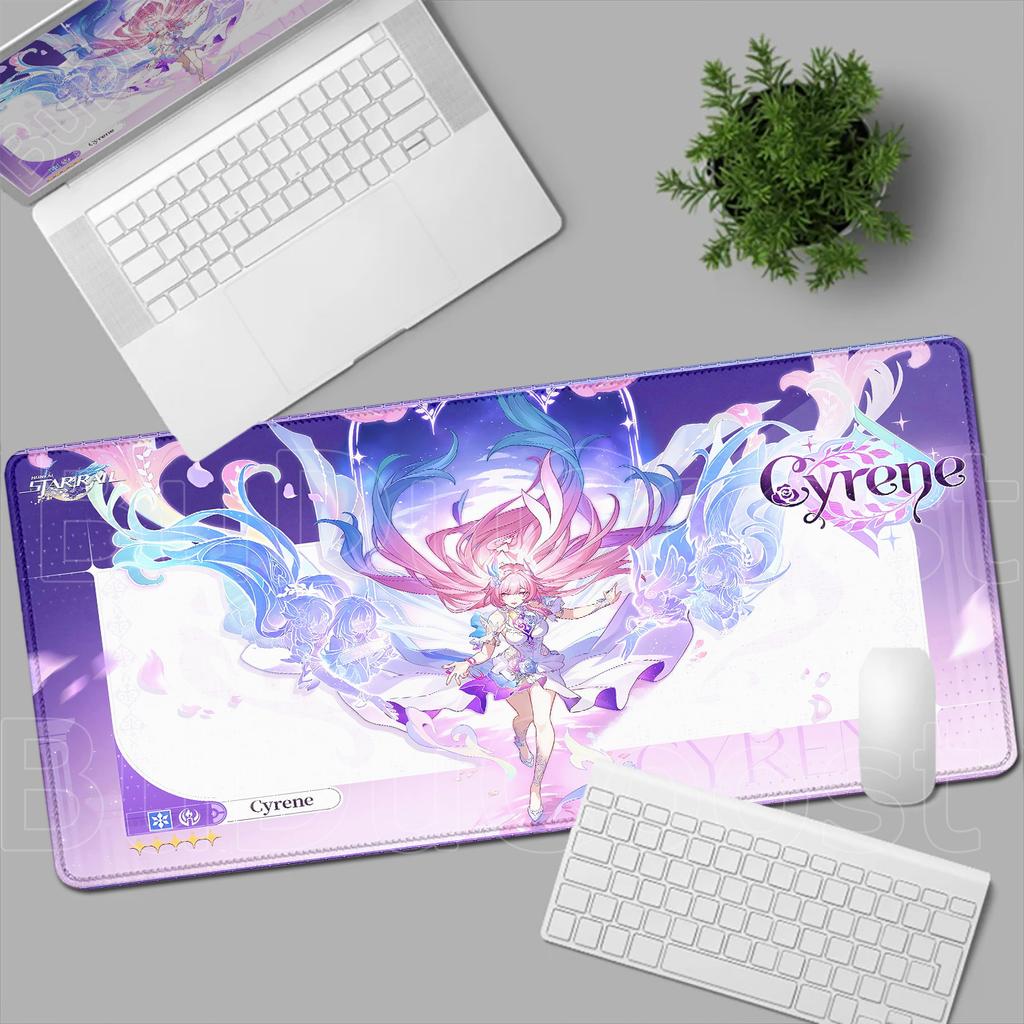 New Pretty Anime Girl Cyrene Mouse Pad Pink Cute Honkai Star Rail Desk Mat Laptop Gaming Mousepad Keyboard Desktop Table Mat XXL