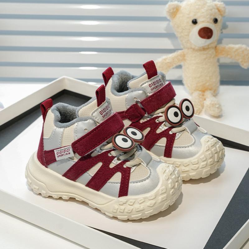 Kids Winter Fleece Lined Non Slip Soft Sole Toddler First Walking Sports Sneakers