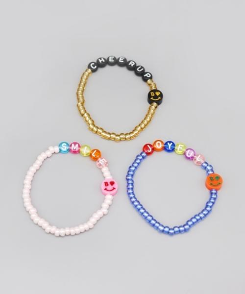 Bonbeau Initial Smile Color Beads Bracelet Smile Charm Initial Transparent Bead Bracelet 3 Colors