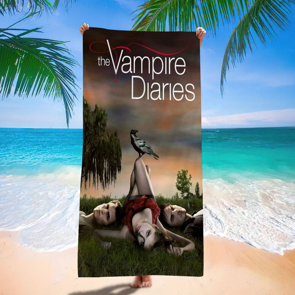 Klassischer Film The Vampire Diaries Mikrofaserdecke Schnelltrocknend Strandtücher Übergröße Druck Super Saugfähig