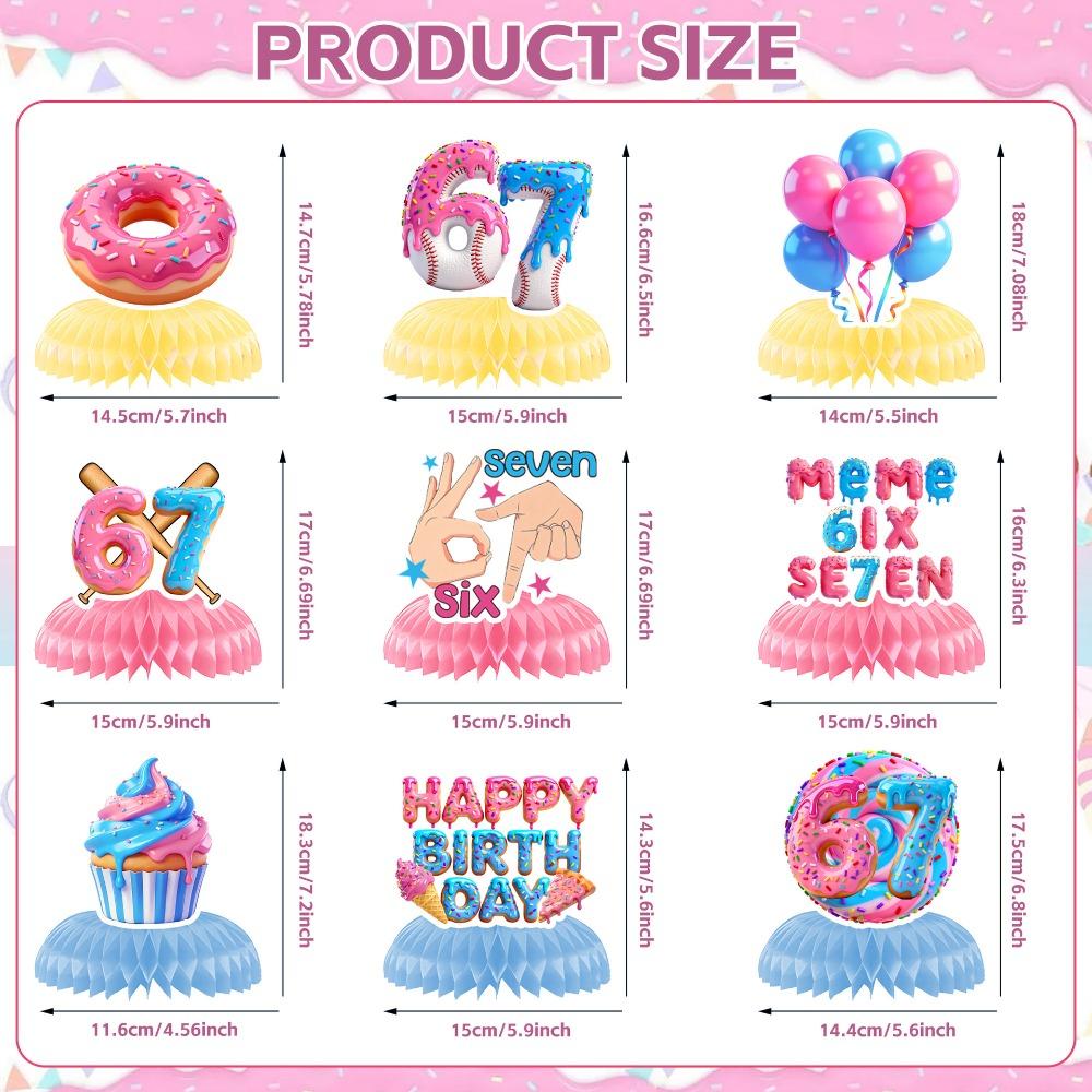 Colorful Six Seven Party Decor Ice Cream Theme 67 Honeycomb Ornaments  Birthday Party
