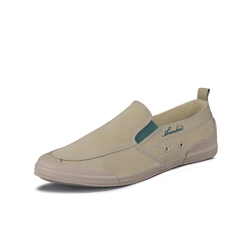 New Spring Style One Legged Lazy Shoes Flat Sole Soft Sole Old Beijing Cloth Shoes Korean Casual Breathable Trendy Shoes Men