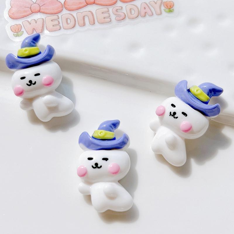 10Pcs New Mini Cute  Cartoon Halloween Collection Flat Back Resin Cabochons Scrapbooking Jewelry Craft Decoration Accessories