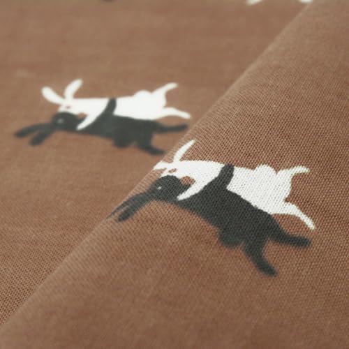 Someno Anbo Tenugui "Rabbit Waltz Brown" Authentic Dyed Cotton 100% Tokuoka Made In Japan 35cm X 100cm