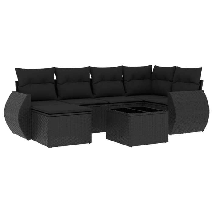 VidaXL Garden Lounge Set with Cushions 7 Pcs, Patio Sofas, Patio Furniture Set, Outdoor Furniture, Black 3221664