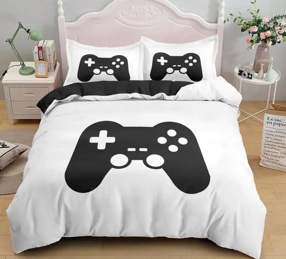 Games Comforter Cover Gamepad Bedding Set For Boys Kids Video Modern Gamer Console Quilt 2 Or 3 Pcs Soft Twin Duvet Cover Set