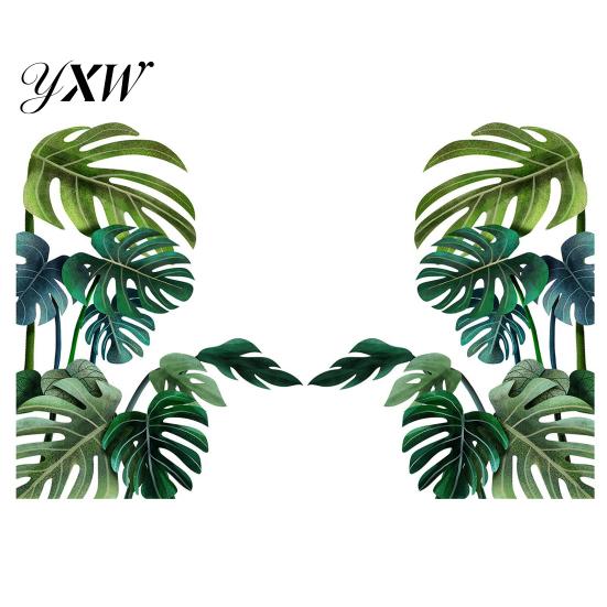 Wall Decal Sticker 2Pcs Self-adhesive Leaves PVC Tropical Plant Background Home Decor