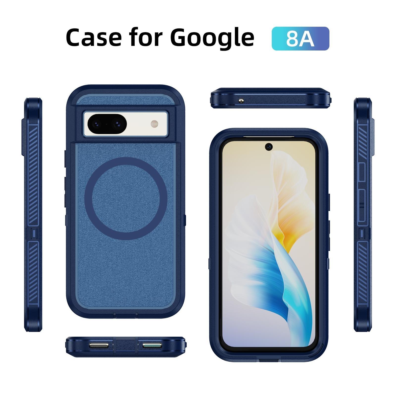 

For Google Pixel 8a Case Matte TPU+PC Back Drop-Proof Phone Cover Compatible with MagSafe Black+Transparent