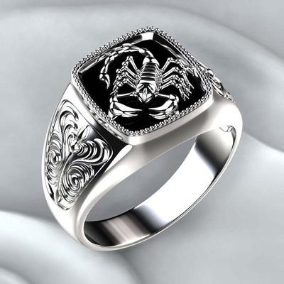Scorpio Embossed Stainless Steel Ring Fashion Punk Men Scorpion Anniversary Ring Jewelry for Male Friend Gift KTJ
