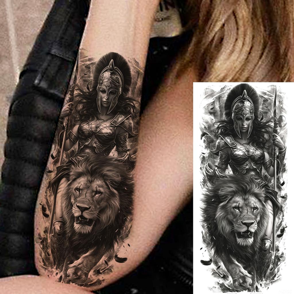 1 Sheet Warrior Gladiator Temporary Tattoos For Men Women Spartan Hero Tatoos Waterproof Realistic Fake Body Arm Tattoo Stickers