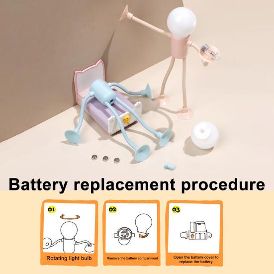 Nachtlicht Kreative Formverändernde Beleuchtung Verstellbarer Arm Nachtlampe Saugfuß Mini Dekorativ