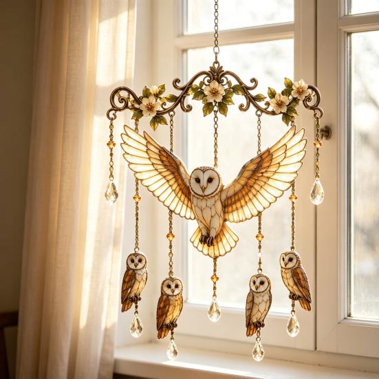 Carillon DYS Hummingbird, Carillon per Esterno, Carillon Sun Catcher in Vetro Colorato e Cristallo, Decorazioni Colorate per Giardino Esterno, Commemorativo