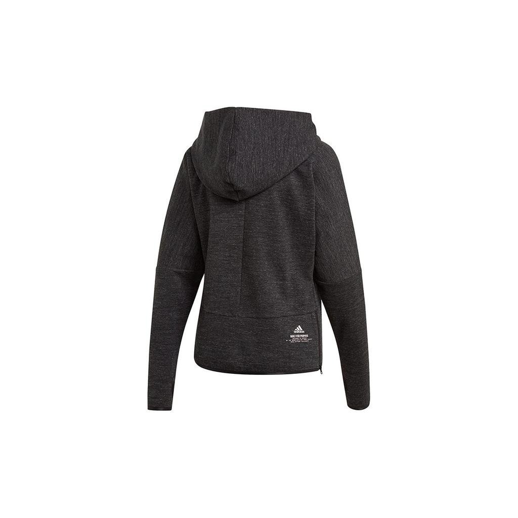 Adidas Z.N.E Fz W Winter Solid Color Fleece Lined Running Thermal Hooded Jacket Women's Black GU2080