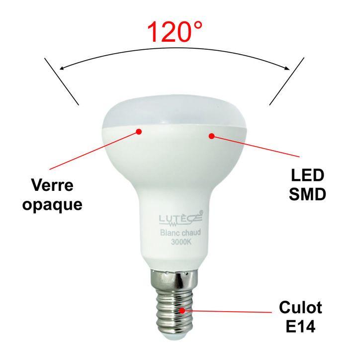 Ampoule LED E14 R50 4,9W (équiv. 40W) 470Lm 3000K - garantie 5 ans