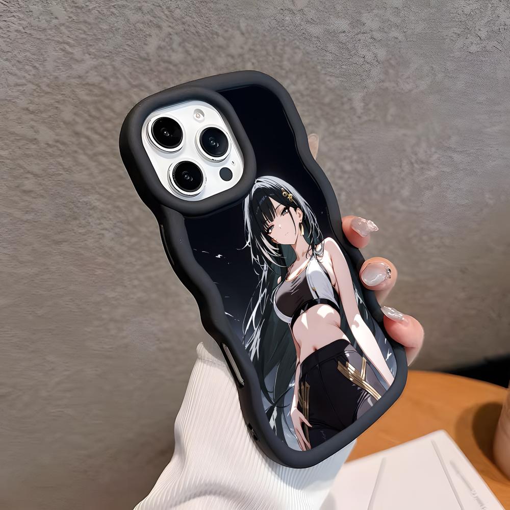 

Wuthering Waves Baizhi Phone Case for iPhone 17 16 15 14 13 12 11 Air Pro Max Plus Black Soft TPU Wavy Edge Cover iPhone 13