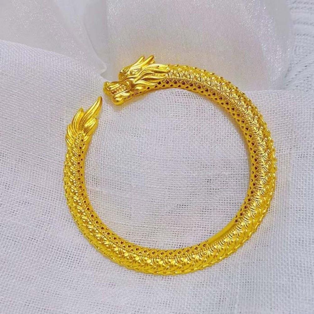 Armlet Dragon and Phoenix Bracelets Zinc Zinc Alloy Bride Wrist Jewelry Chinese Style Golden Bangle  Daily