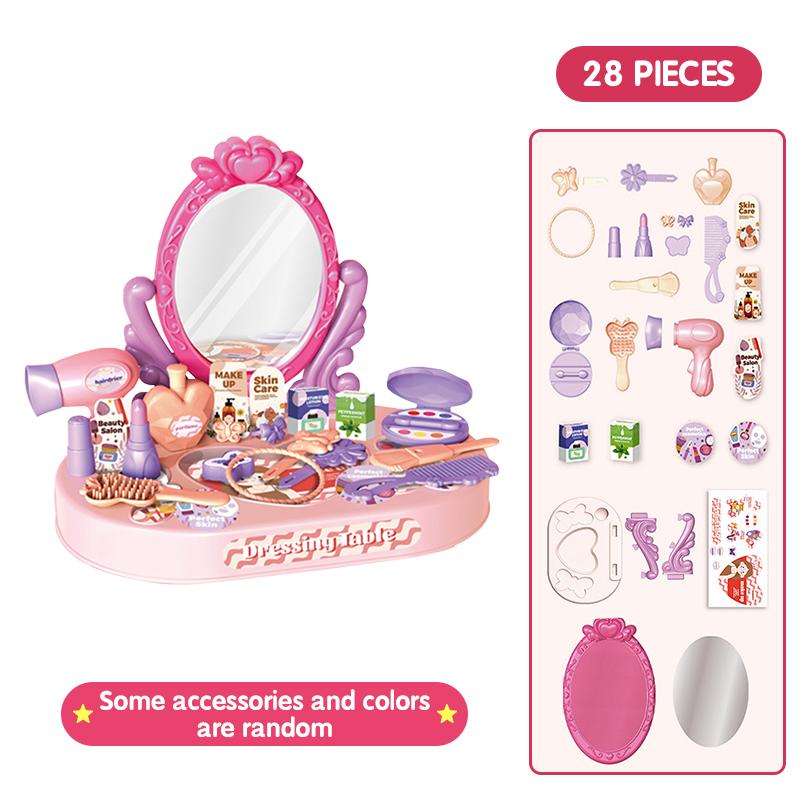 Non-Toxic 30Pcs Kids Dressing Table Toy Children Simulation Home Makeup And Makeup Jewelry Box Pretend Play Toys For Children Birthday Gift