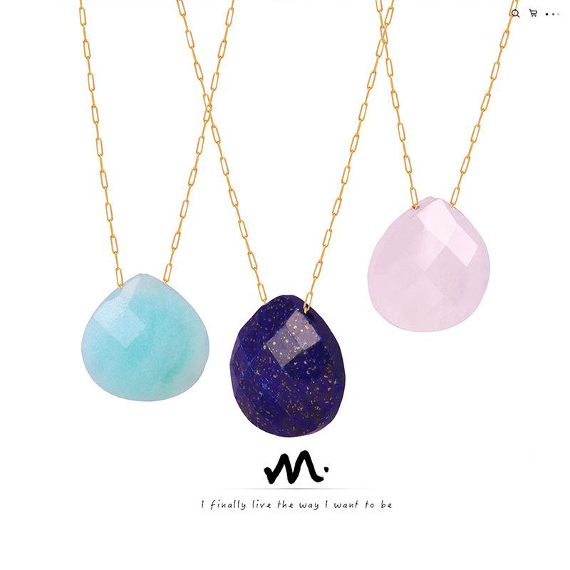 And Fashion Forward Eyecatching Droplet Pendant Necklace With Natural Stone Versatile Jewelry Womens