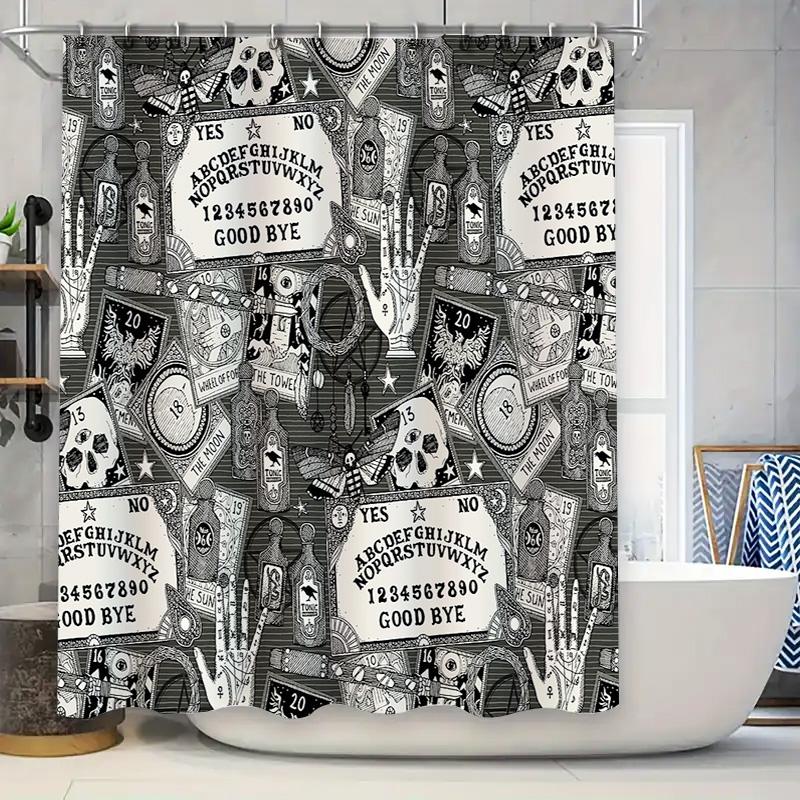

Witchcraft Shower Curtain Gothic Horror Decor Spooky Ouija Board Halloween Home Decor Room Divider Bathroom Curtains Vintage W60H190(CM)-1 Pcs